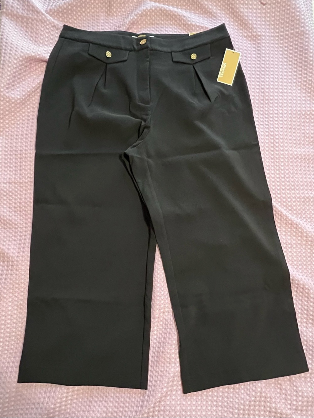 Michael Kors Black High-Rise Crop Wide Leg Pants